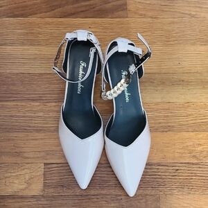 Beige Kitten Heels With Ankle Strap